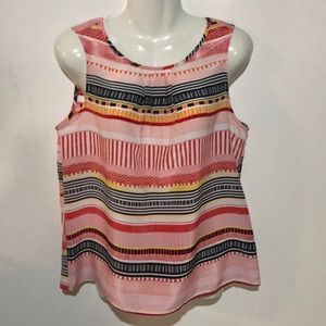 Christopher & Banks Pink Design S/L Top - NWT